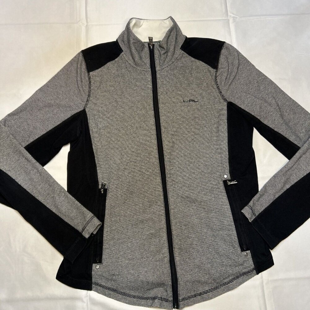 Lauren Ralph Lauren Track Jacket Black White Stripe Women’s Size L